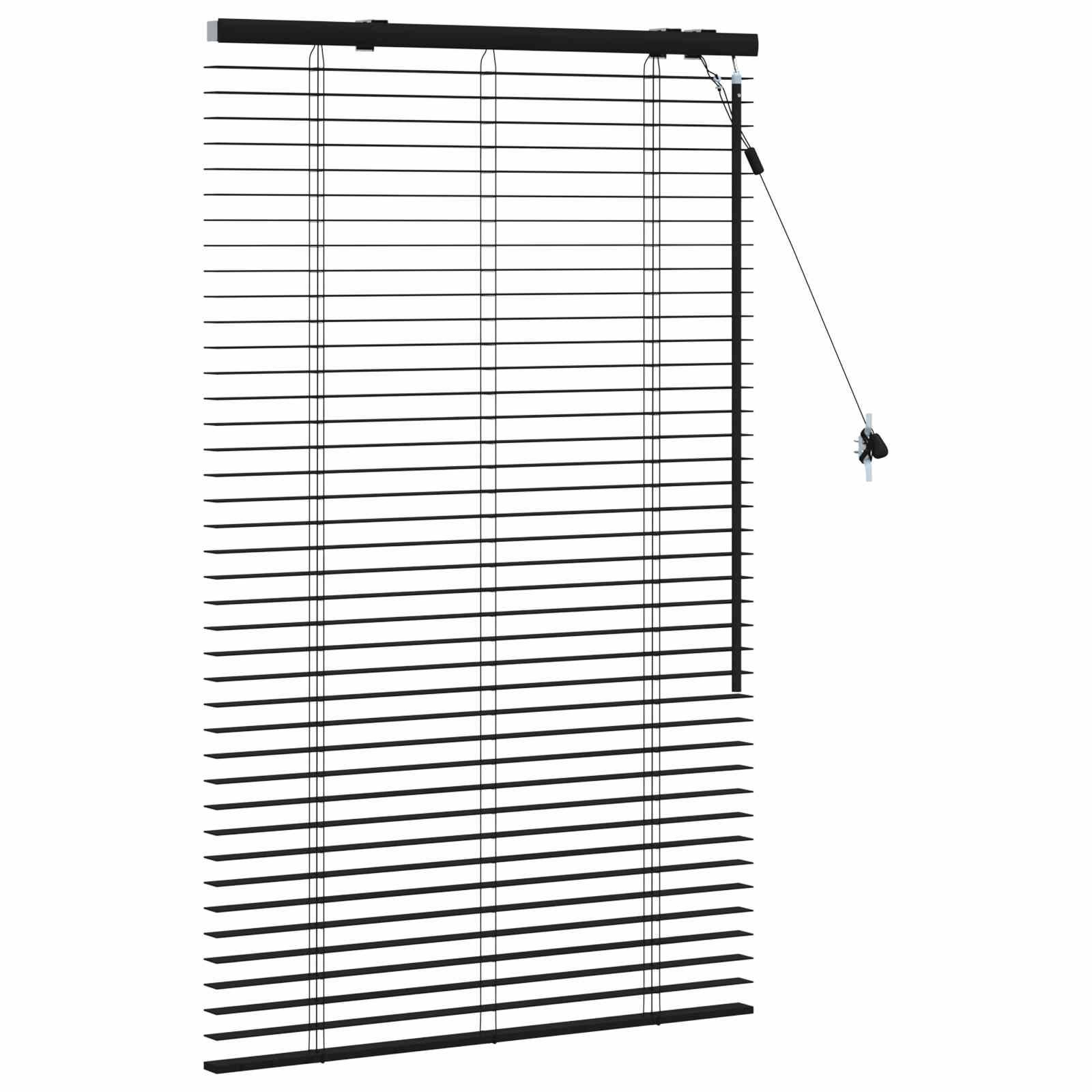 vidaXL Jalousie Schwarz 95 x 130 cm 35 mm Massives Paulownia-Holz