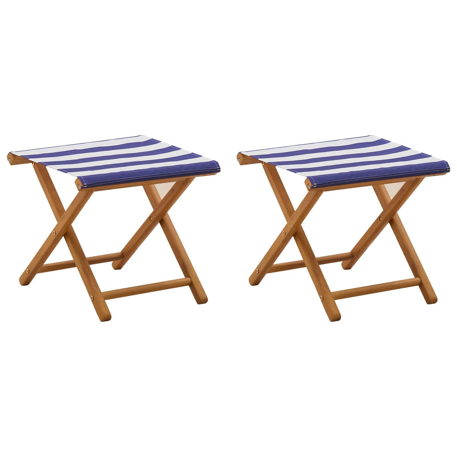 vidaXL Liegestuhl 2 pcs Massives Eukalyptus Holz Blau und Weiß
