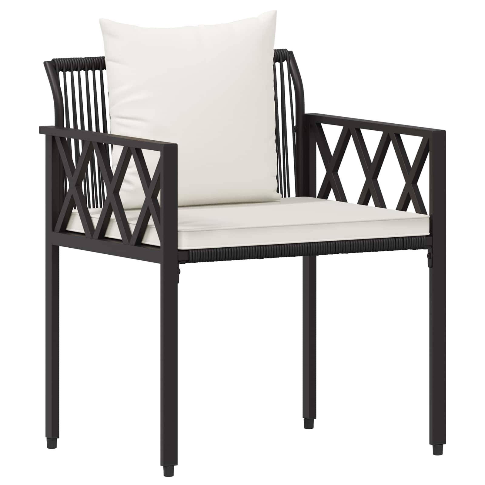vidaXL Gartenmöbel-Set 4 pcs Schwarz und Cremeweiß Poly-Rattan