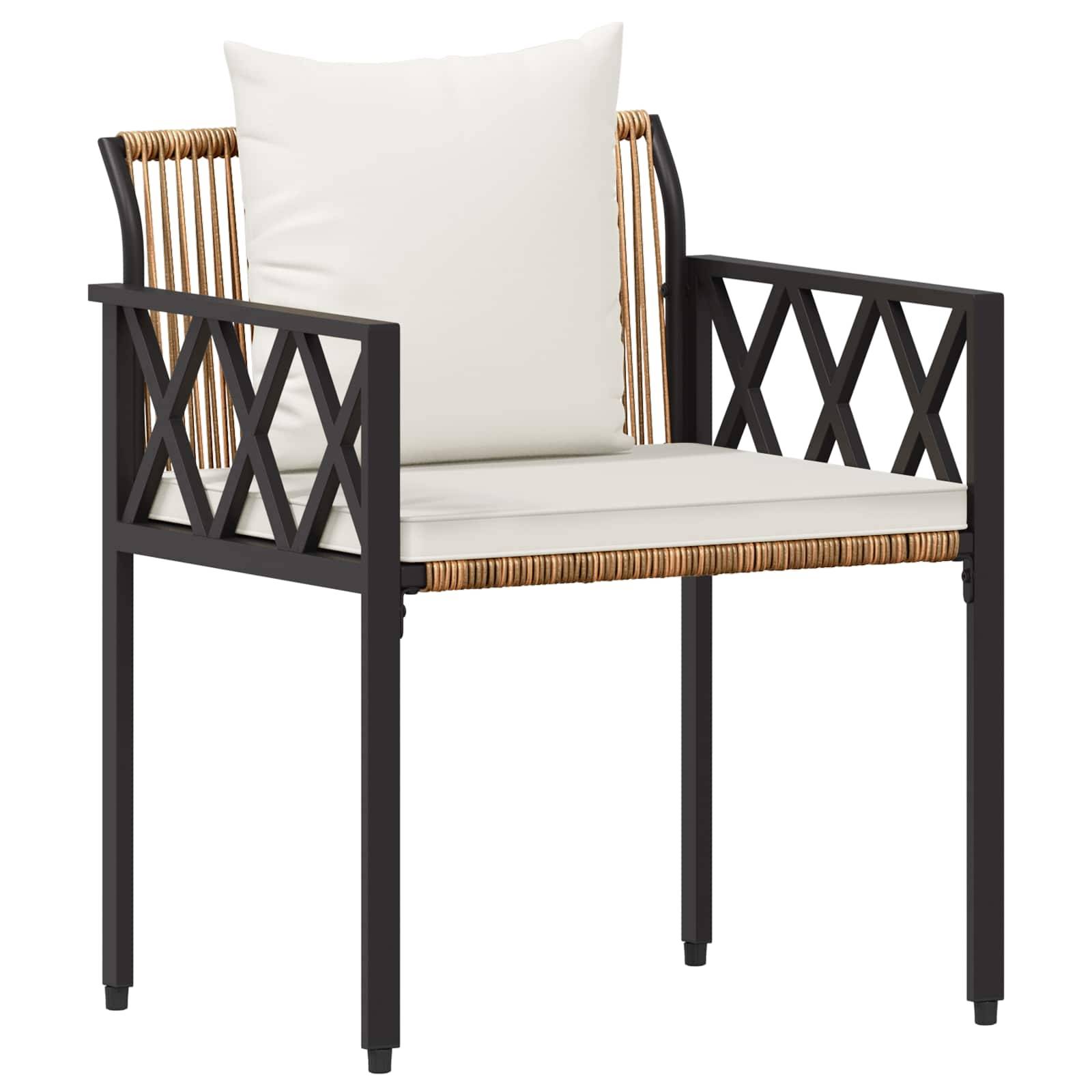vidaXL Gartenmöbel-Set 4 pcs Braun und Creme Weiß Poly-Rattan