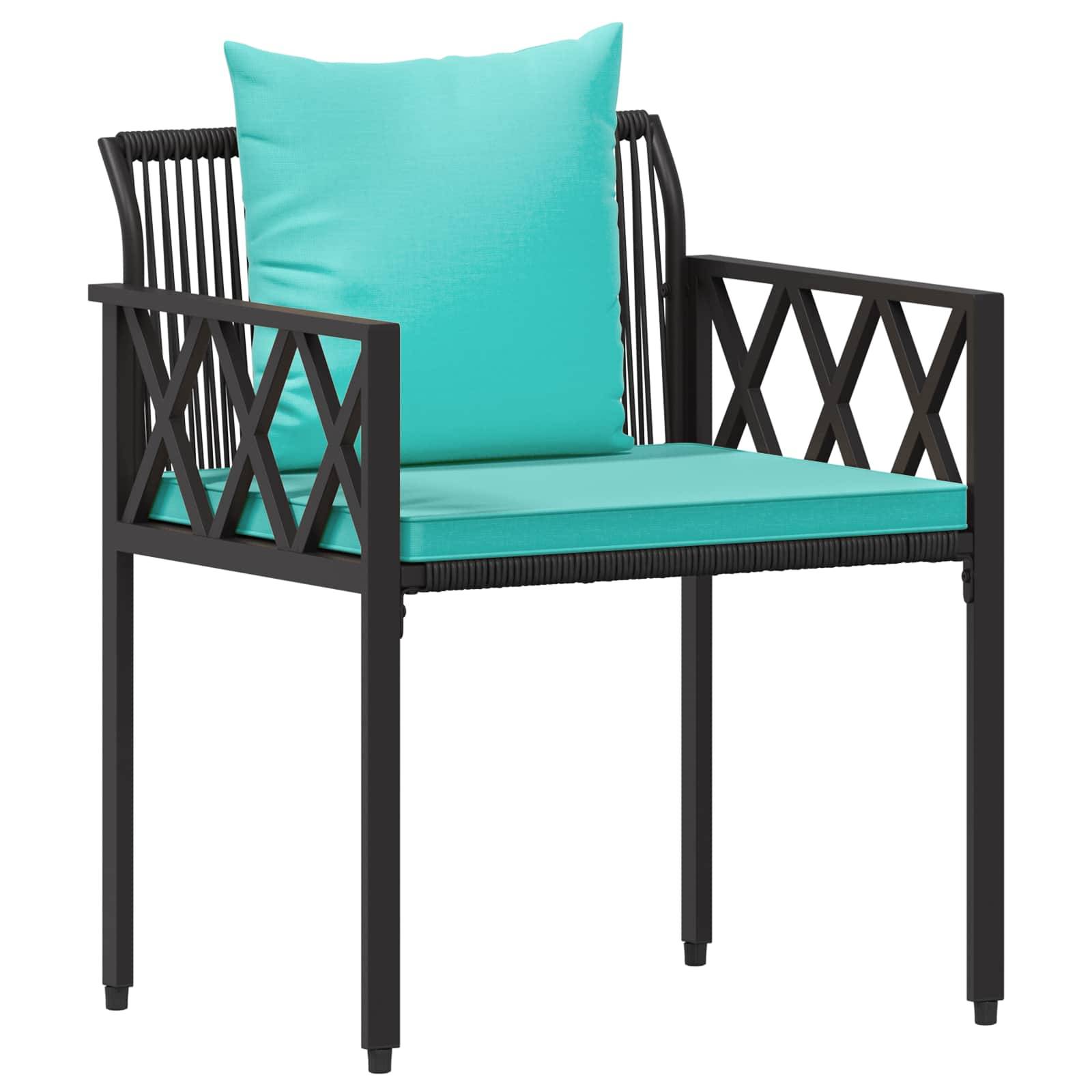 vidaXL Gartenmöbel-Set 4 Stück Schwarz und Türkis Poly-Rattan