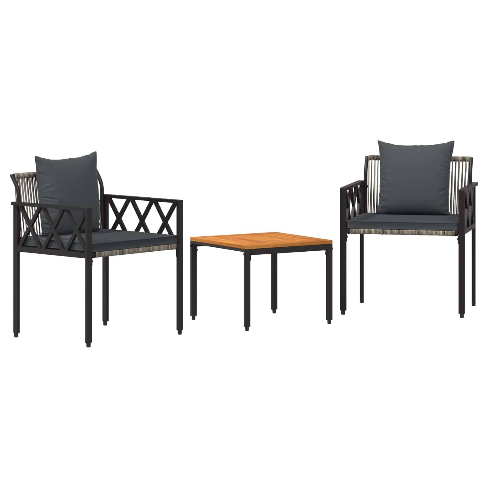vidaXL Gartenmöbel-Set 3 pcs Grau und Dunkelgrau Poly-Rattan
