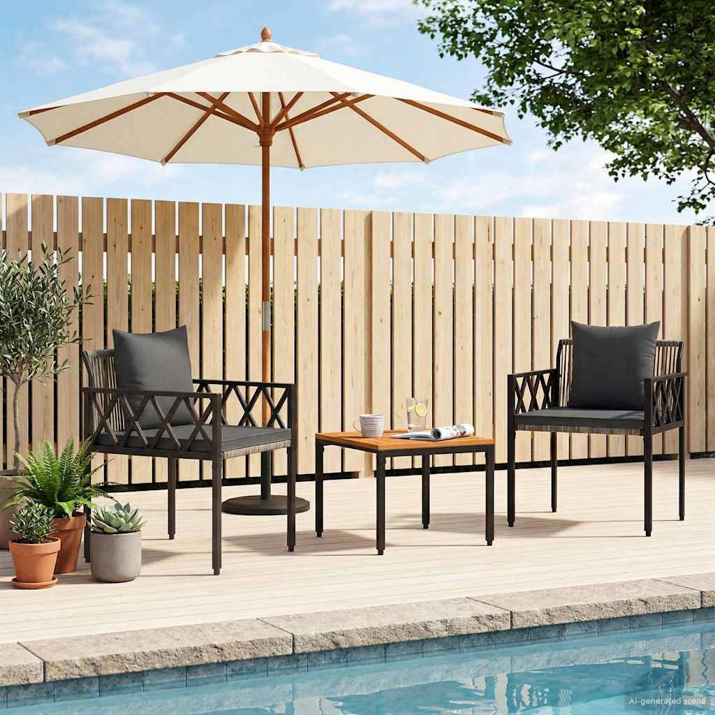 vidaXL Gartenmöbel-Set 3 pcs Grau und Dunkelgrau Poly-Rattan