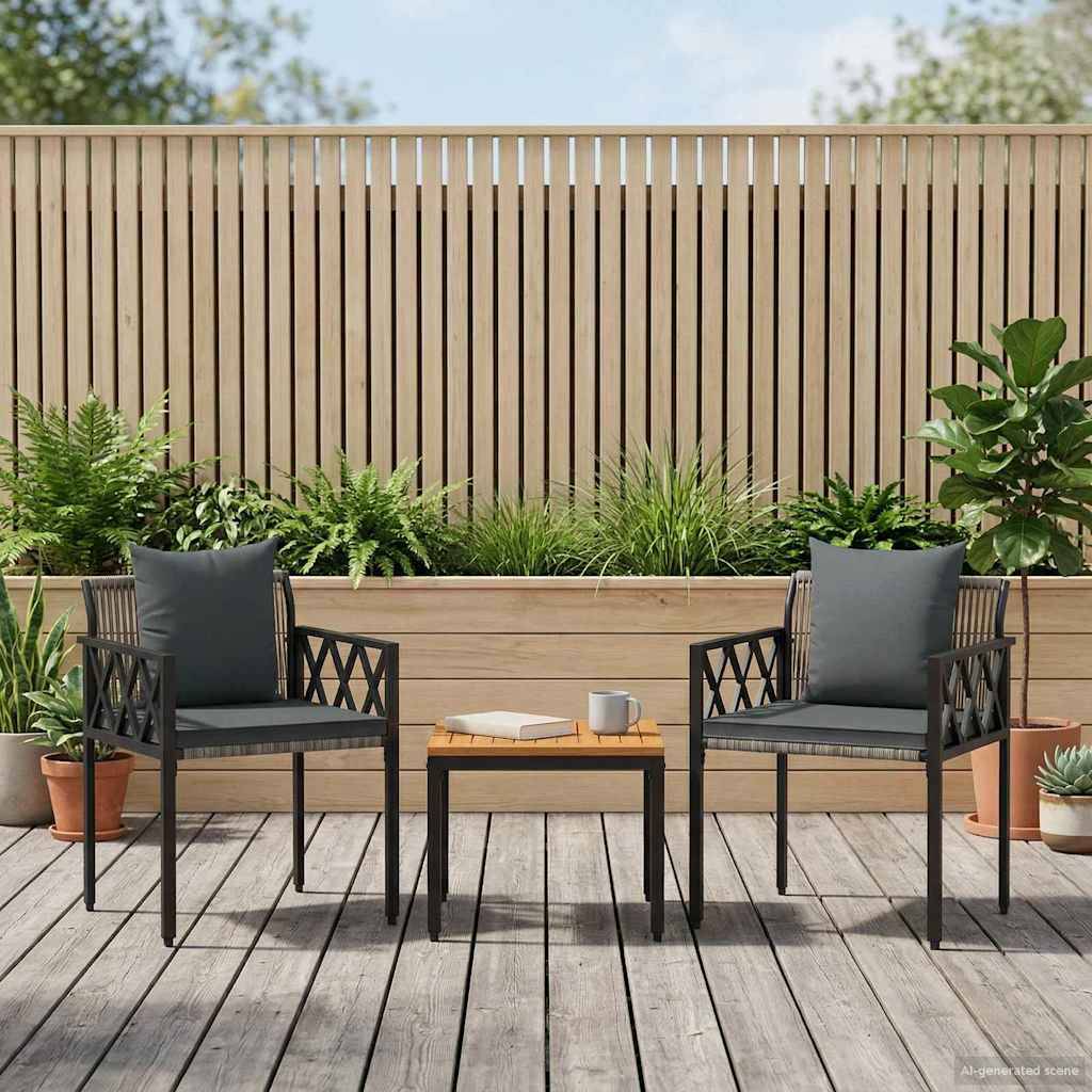 vidaXL Gartenmöbel-Set 3 pcs Grau und Dunkelgrau Poly-Rattan