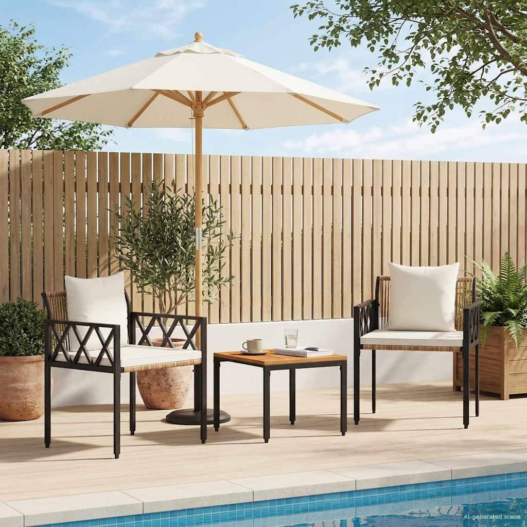vidaXL Gartenmöbel-Set 3 pcs Braun und Creme Weiß Poly-Rattan