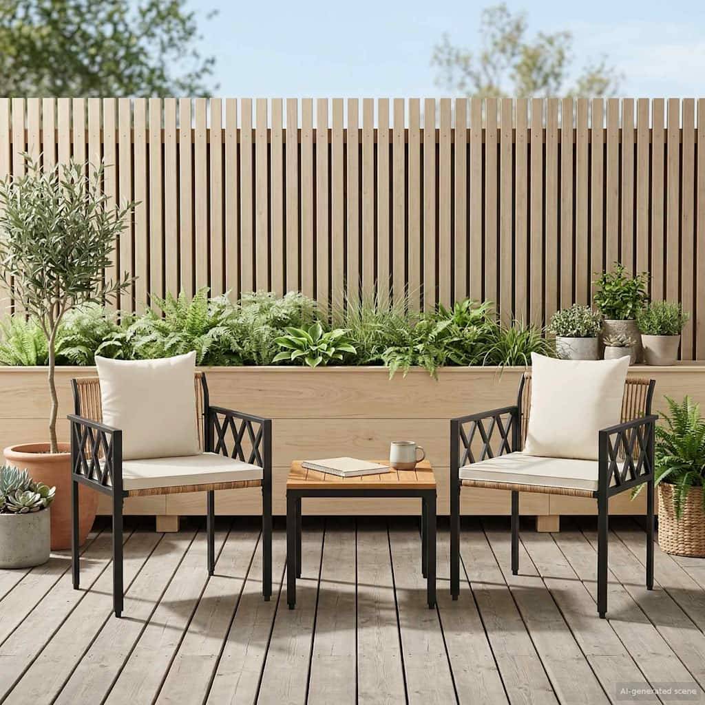 vidaXL Gartenmöbel-Set 3 pcs Braun und Creme Weiß Poly-Rattan