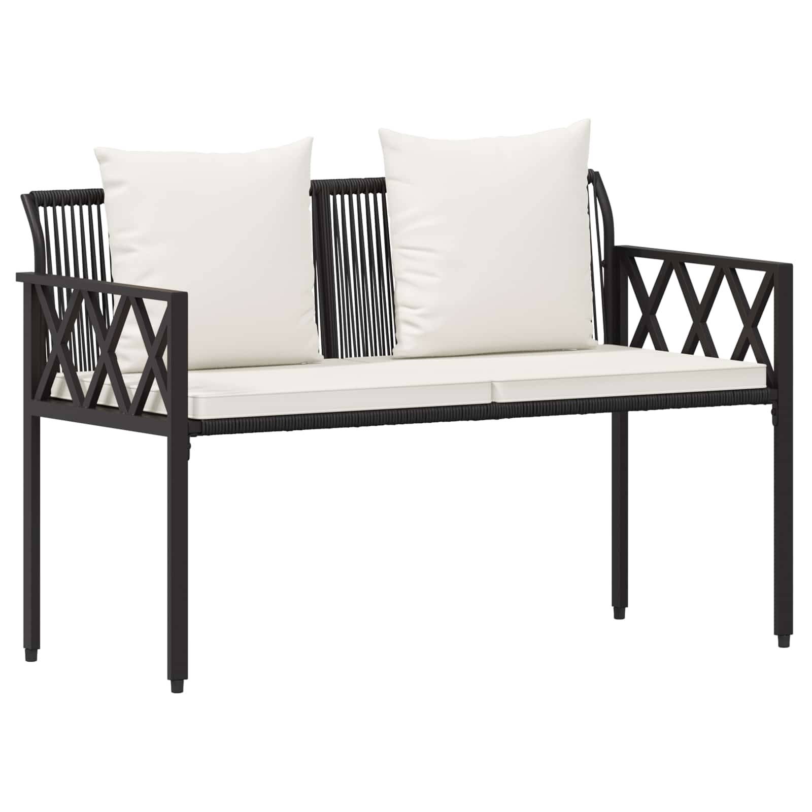 vidaXL Bänke für Outdoor 2 -Seater 116 x 56 x 75 cm Poly-Rattan