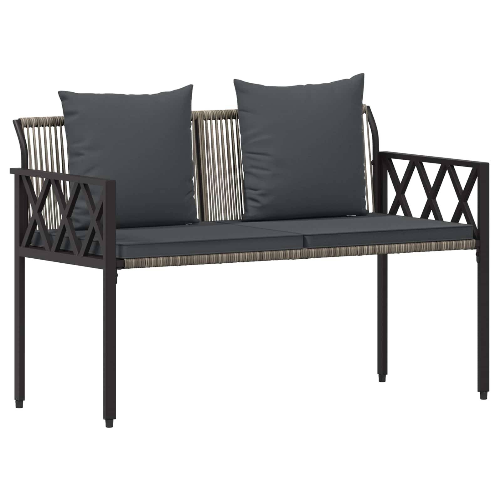 vidaXL Bänke für Outdoor 2 -Seater 116 x 56 x 75 cm Poly-Rattan
