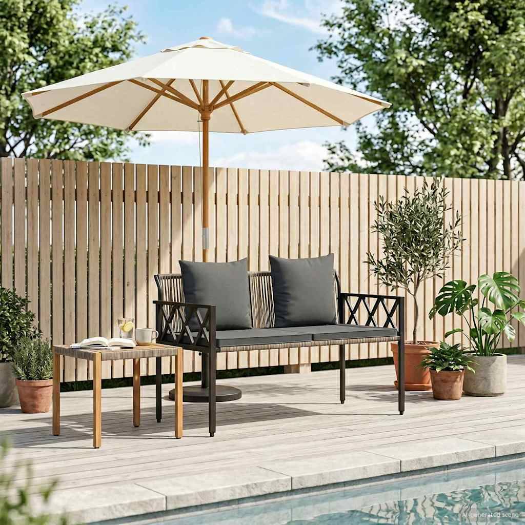 vidaXL Bänke für Outdoor 2 -Seater 116 x 56 x 75 cm Poly-Rattan