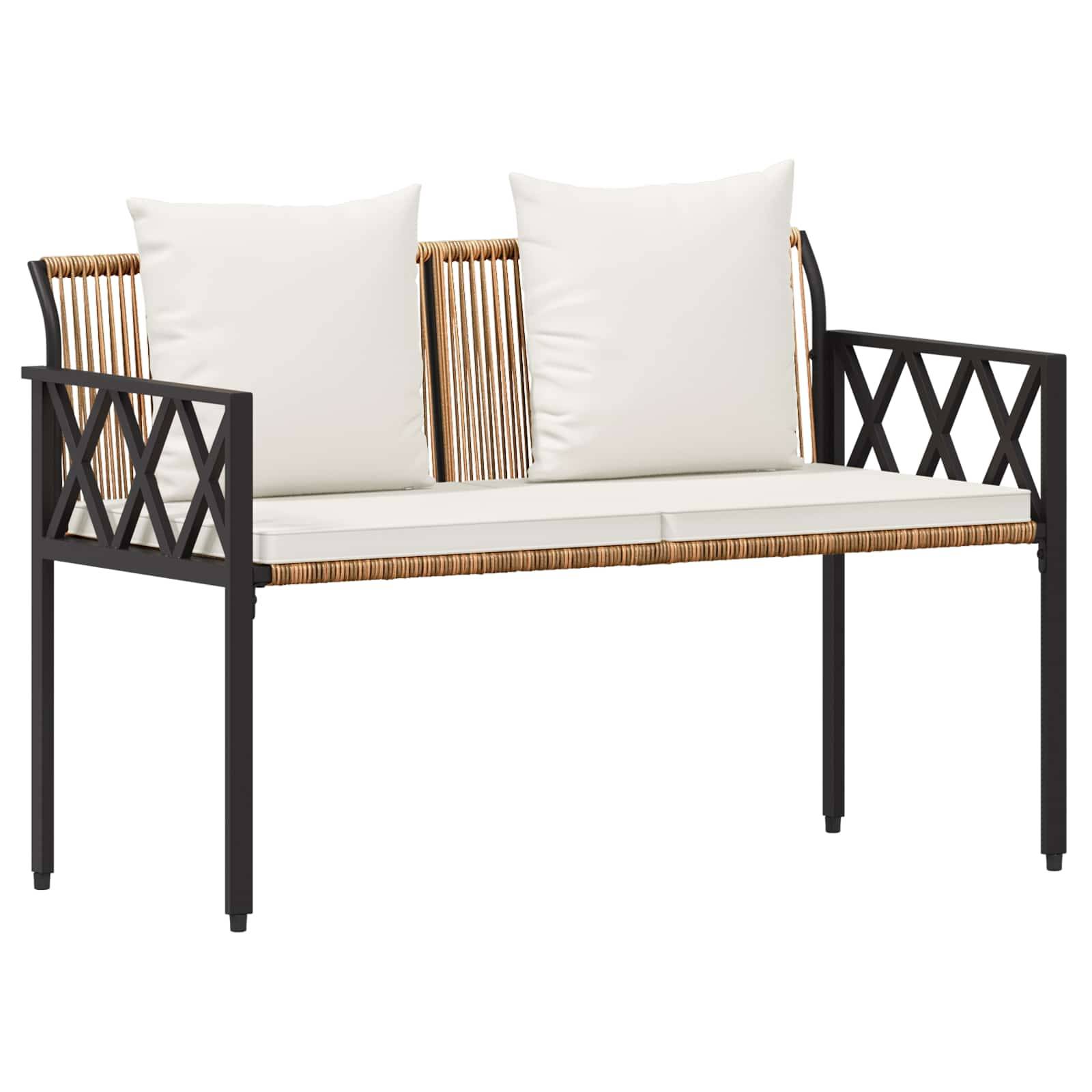 vidaXL Bänke für Outdoor 2 -Seater 116 x 56 x 75 cm Poly-Rattan