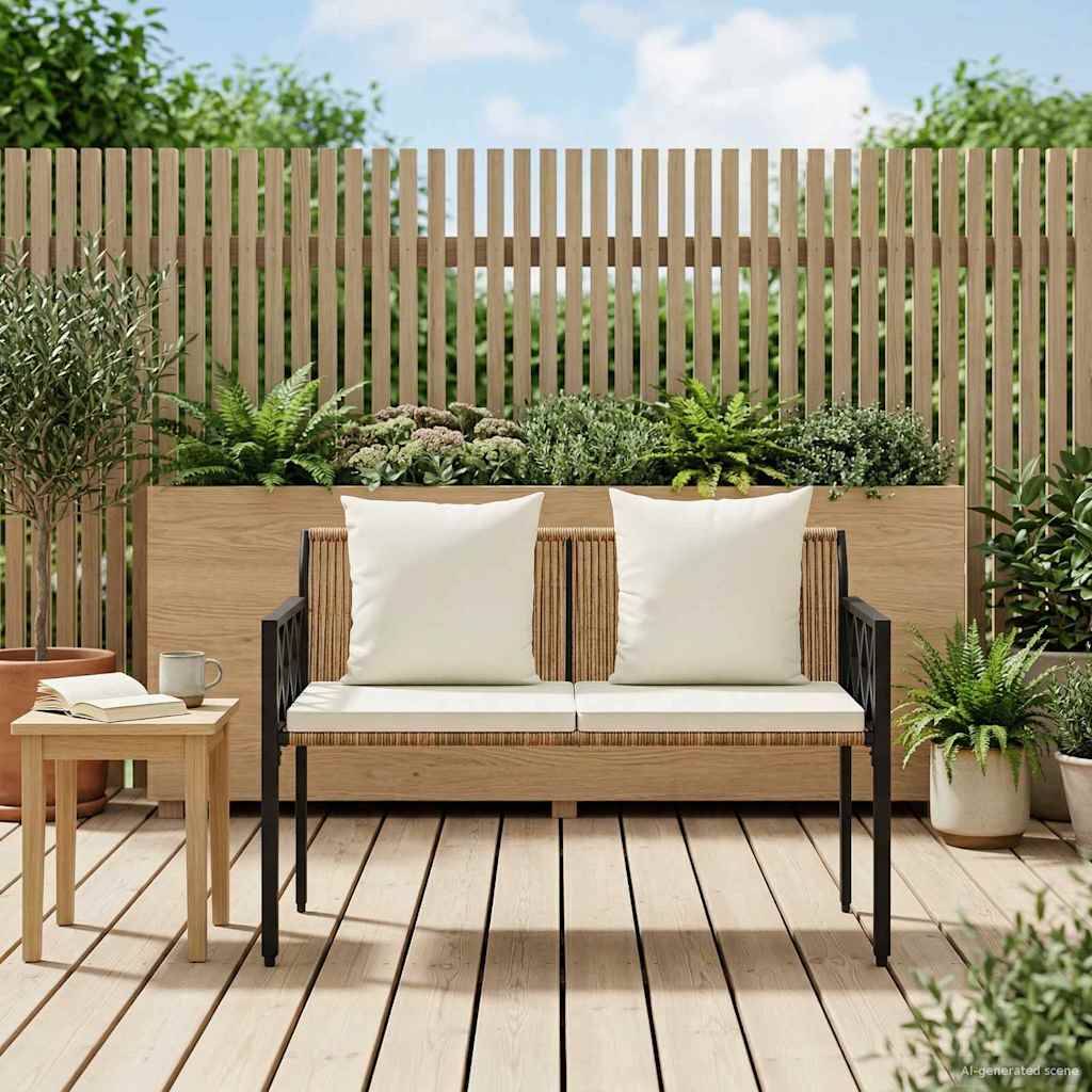 vidaXL Bänke für Outdoor 2 -Seater 116 x 56 x 75 cm Poly-Rattan