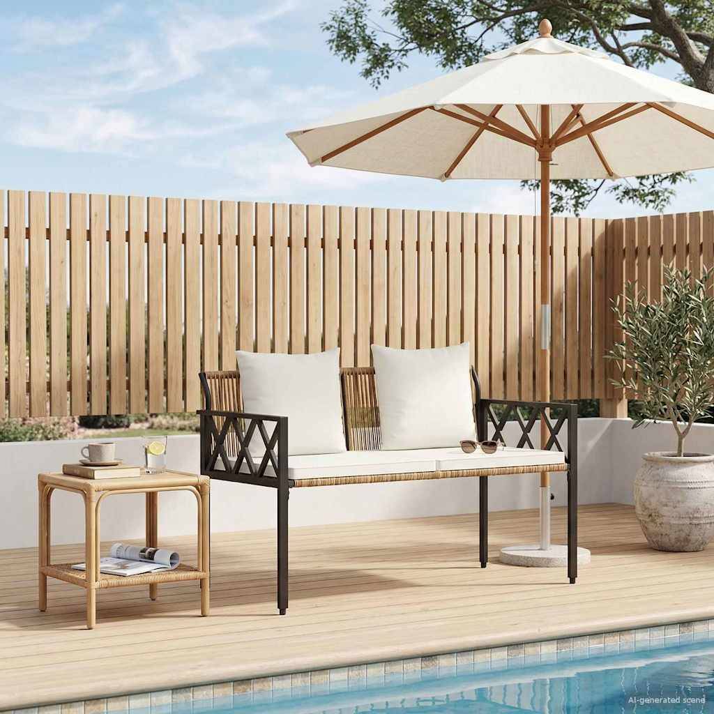 vidaXL Bänke für Outdoor 2 -Seater 116 x 56 x 75 cm Poly-Rattan