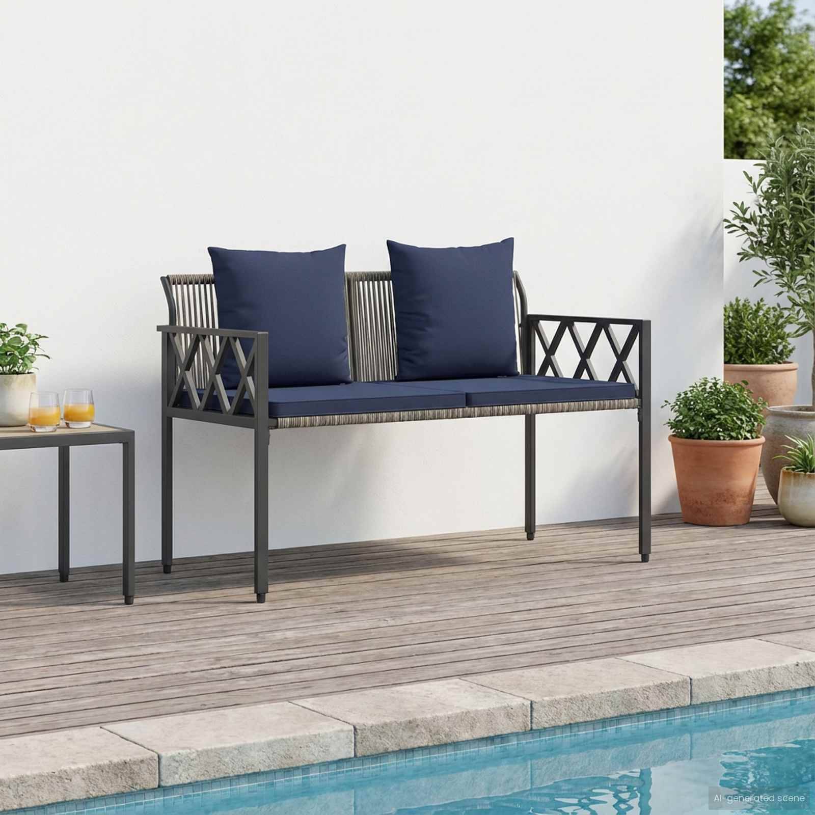 vidaXL Bänke für Outdoor 2 -Seater 116 x 56 x 75 cm Poly-Rattan