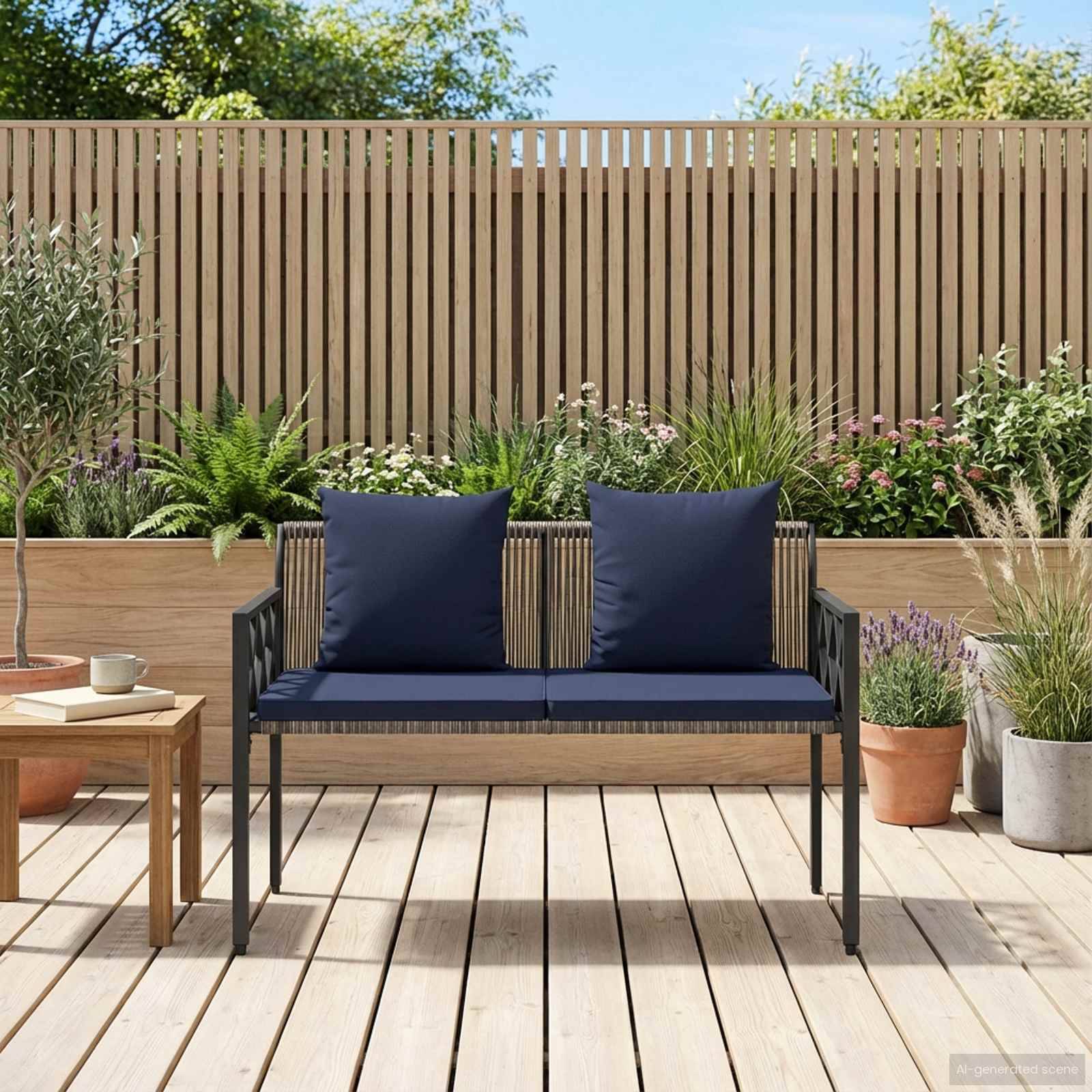 vidaXL Bänke für Outdoor 2 -Seater 116 x 56 x 75 cm Poly-Rattan