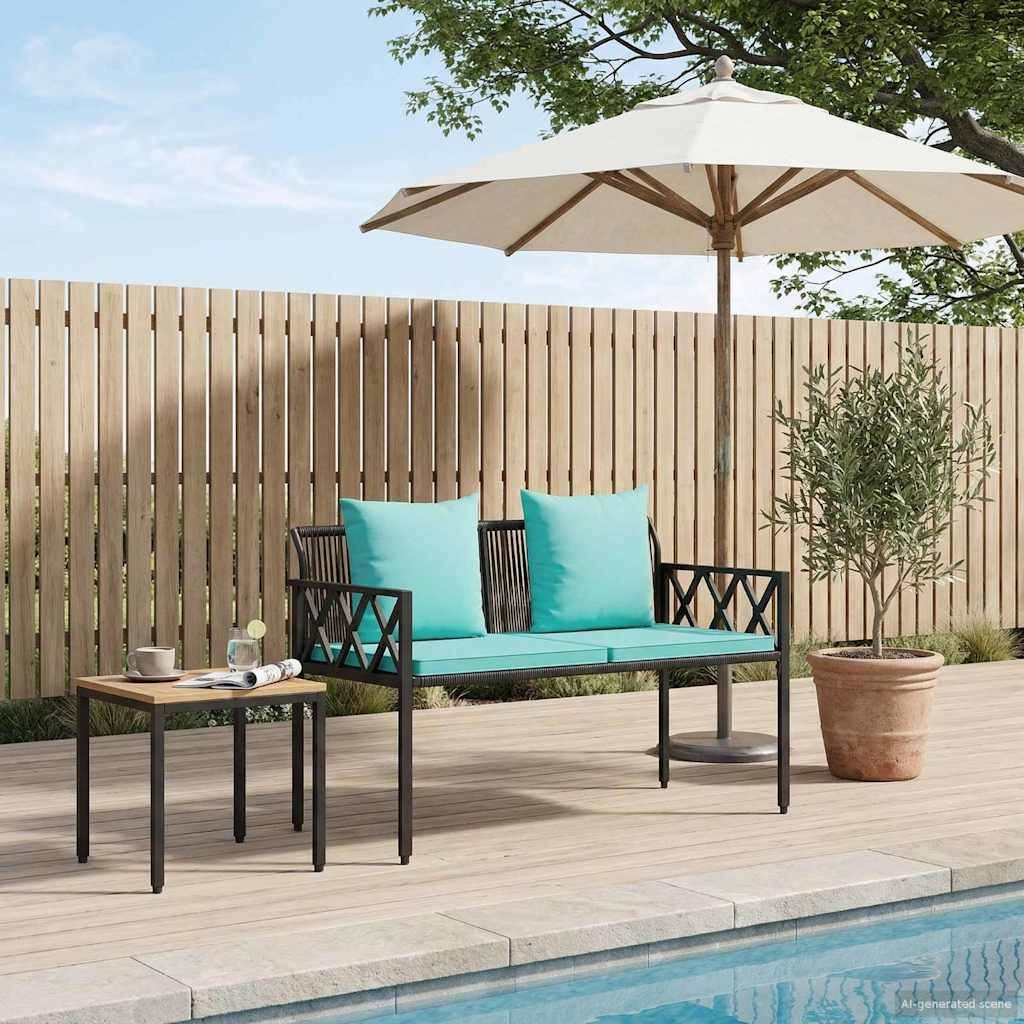 vidaXL Bänke für Outdoor 2 -Seater 116 x 56 x 75 cm Poly-Rattan