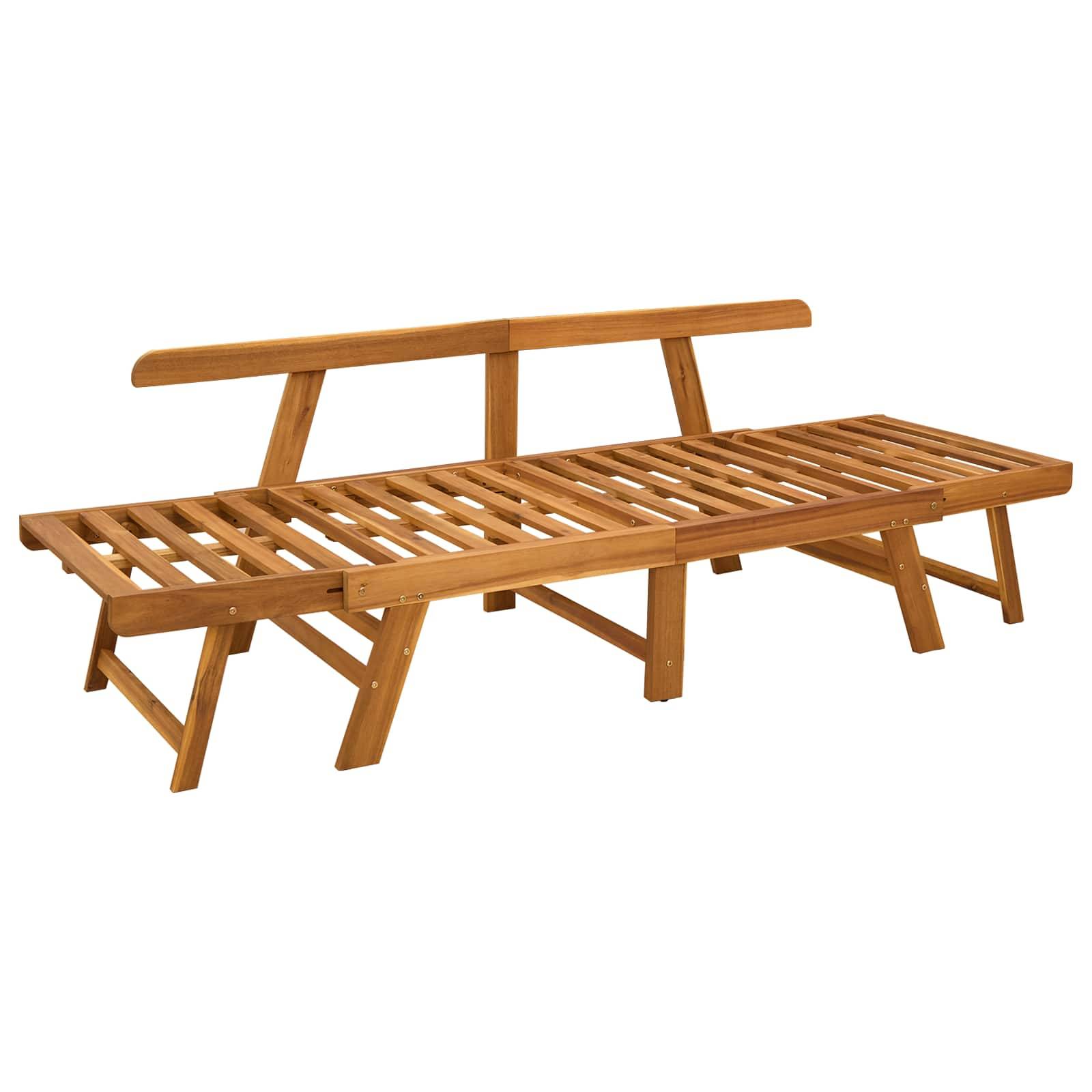 vidaXL 3-in-1 Gartenbank mit Kissen Massives Akazienholz Natur