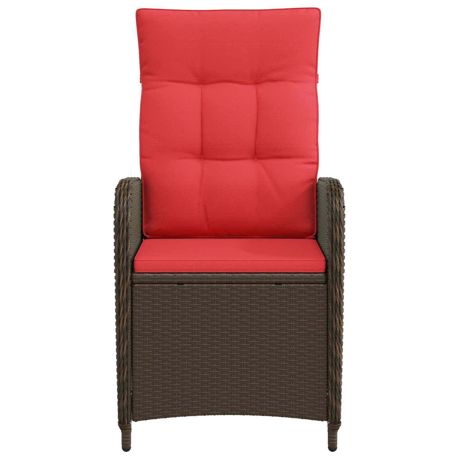 vidaXL Verstellbarer Gartenstuhl Braun und Rot Poly-Rattan