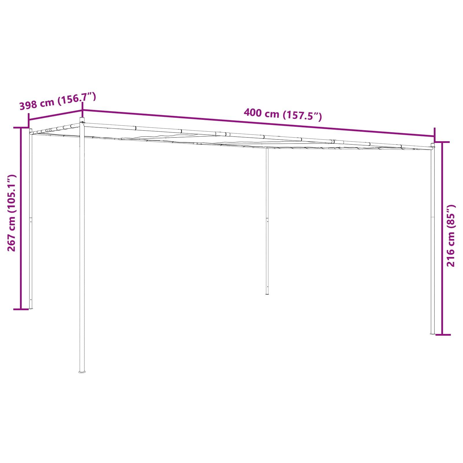 vidaXL Pavillon 4 x 3,98 x 2,67 m Grün Polyester und Stahl