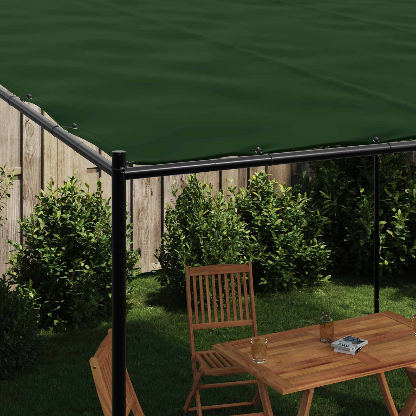 vidaXL Pavillon 4 x 3,98 x 2,67 m Grün Polyester und Stahl