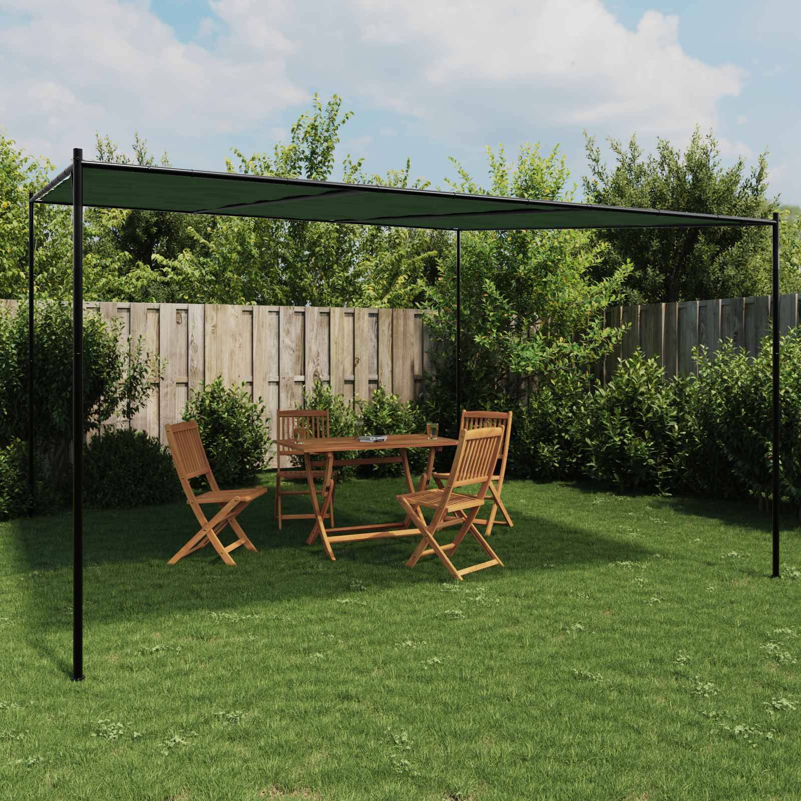 vidaXL Pavillon 4 x 3,98 x 2,67 m Grün Polyester und Stahl