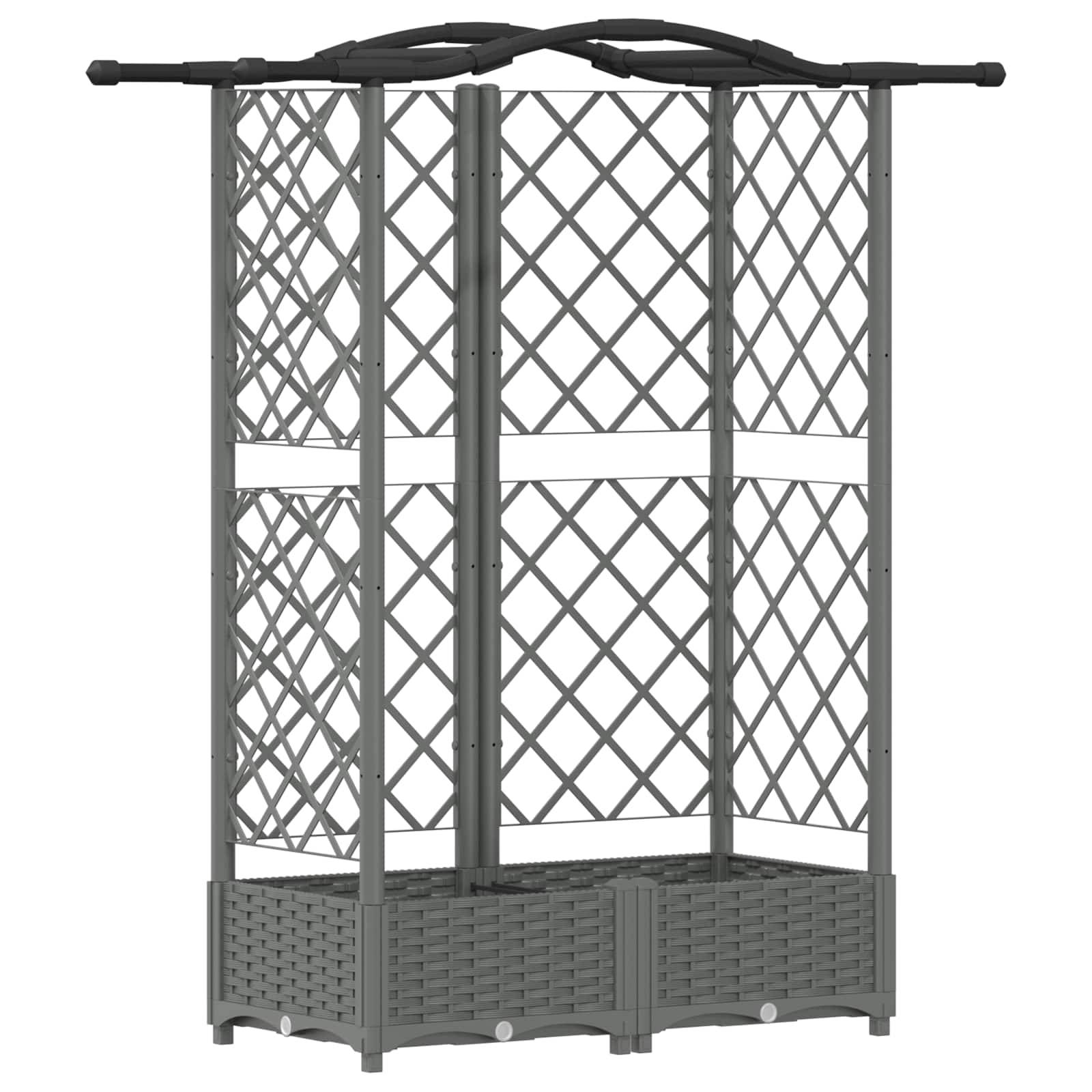 vidaXL Hochbeet mit Rankgitter und Dach Hellgrau 124 x 40 x 123 cm PP