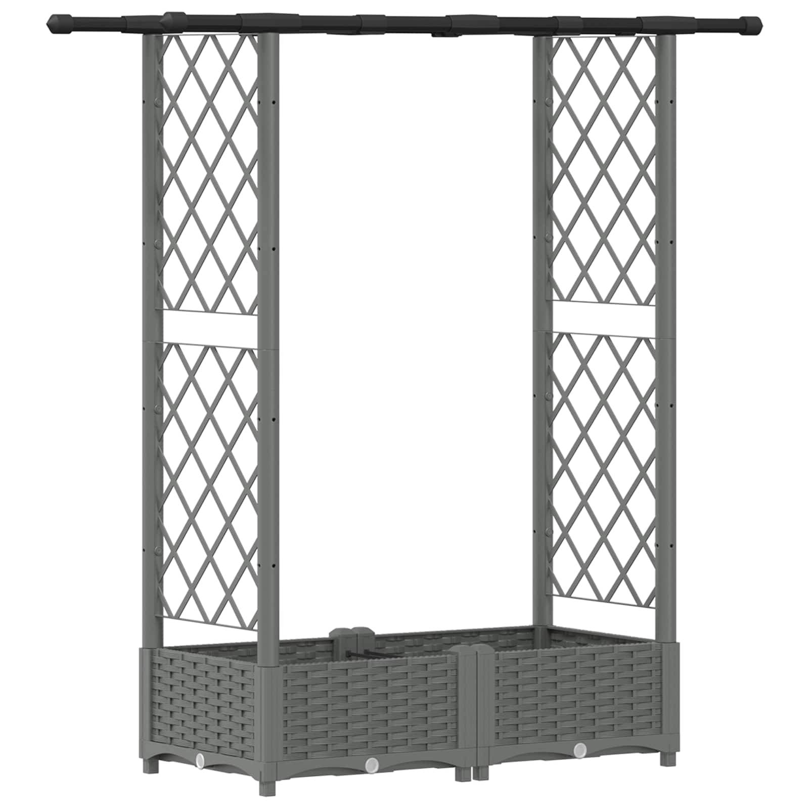vidaXL Hochbeet mit Rankgitter und Dach Hellgrau 122,5 x 40 x 121 cm