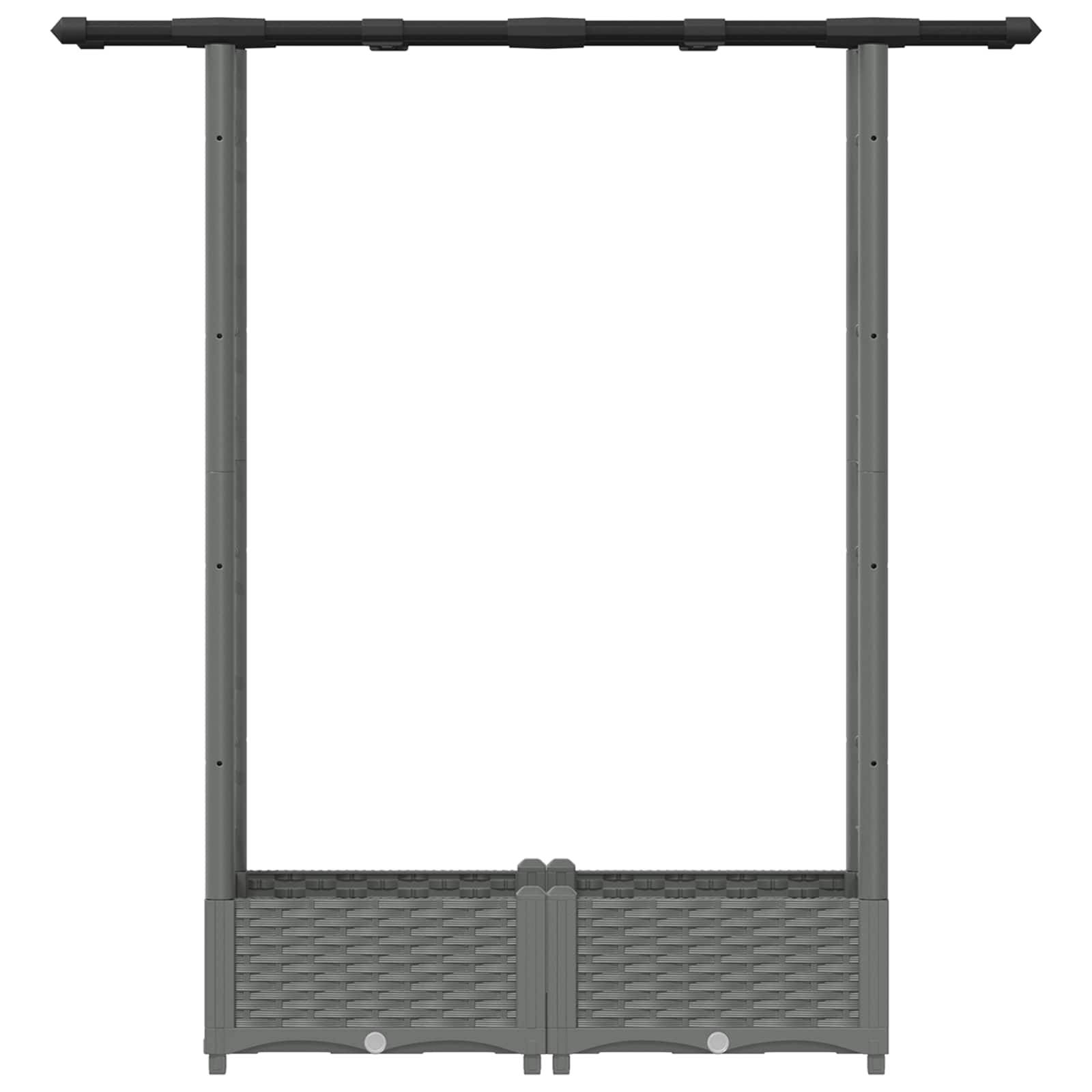 vidaXL Hochbeet mit Rankgitter und Dach Hellgrau 122,5 x 40 x 121 cm