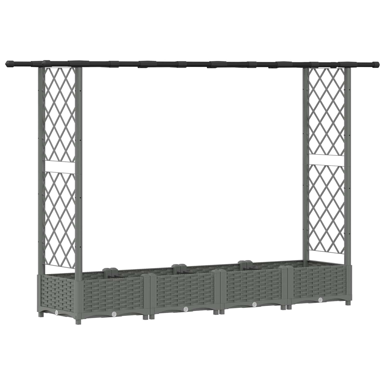 vidaXL Hochbeet mit Rankgitter und Dach Hellgrau 203 x 40 x 121 cm PP