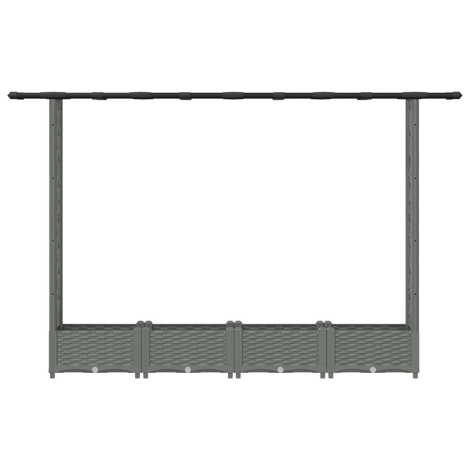 vidaXL Hochbeet mit Rankgitter und Dach Hellgrau 203 x 40 x 121 cm PP