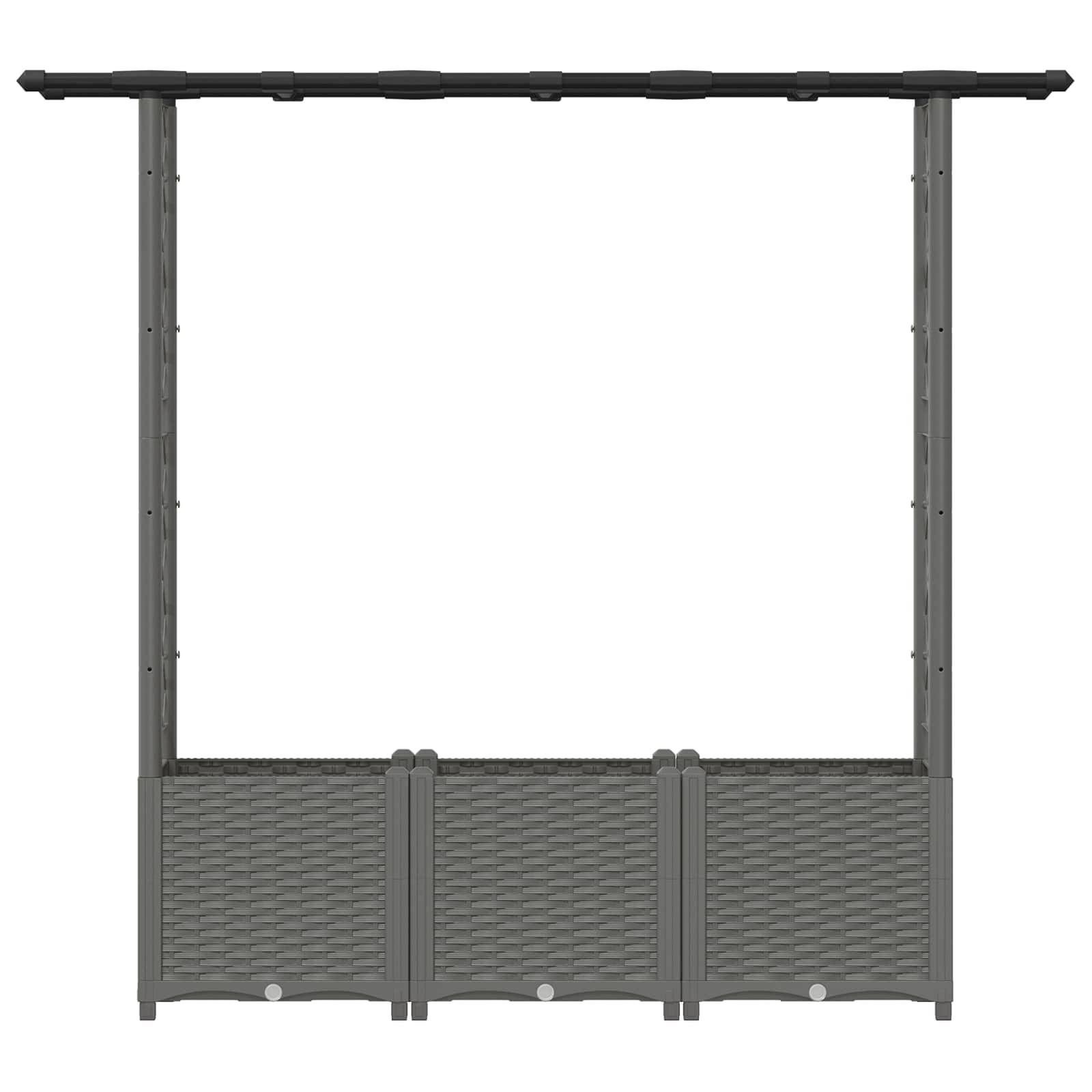 vidaXL Hochbeet mit Rankgitter und Dach Hellgrau 162,5 x 40 x 136 cm