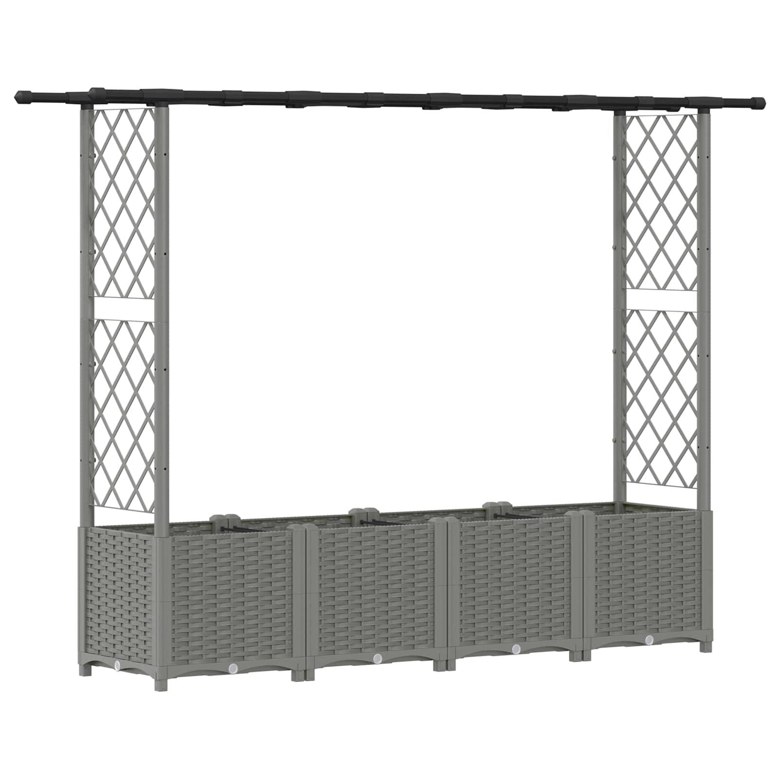 vidaXL Hochbeet mit Rankgitter und Dach Hellgrau 203 x 40 x 136 cm PP