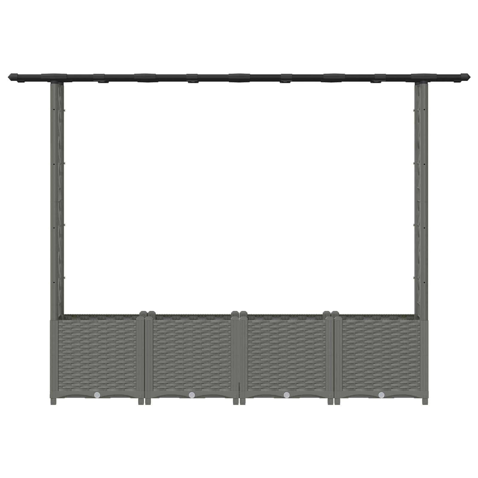 vidaXL Hochbeet mit Rankgitter und Dach Hellgrau 203 x 40 x 136 cm PP
