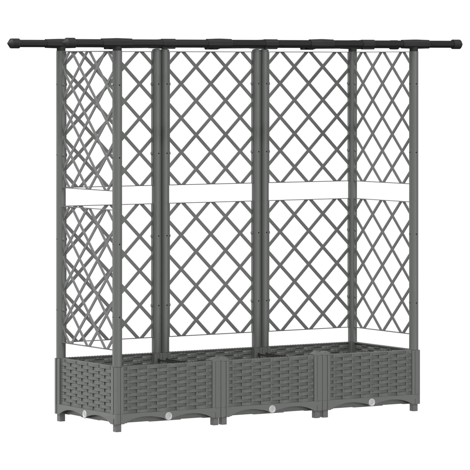 vidaXL Hochbeet mit Rankgitter und Dach Hellgrau 164 x 40 x 121 cm PP