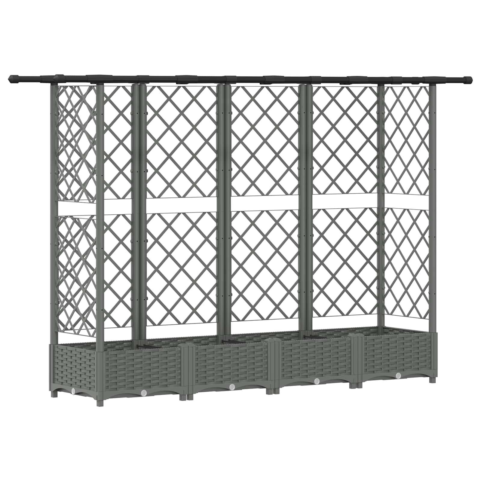 vidaXL Hochbeet mit Rankgitter und Dach Hellgrau 202,5 x 40 x 121 cm