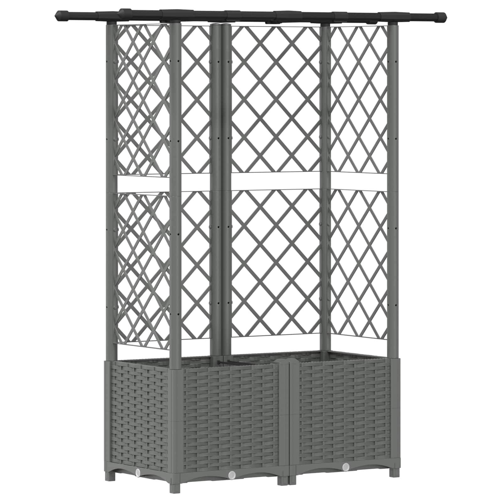 vidaXL Hochbeet mit Rankgitter und Dach Hellgrau 124 x 40 x 136 cm PP