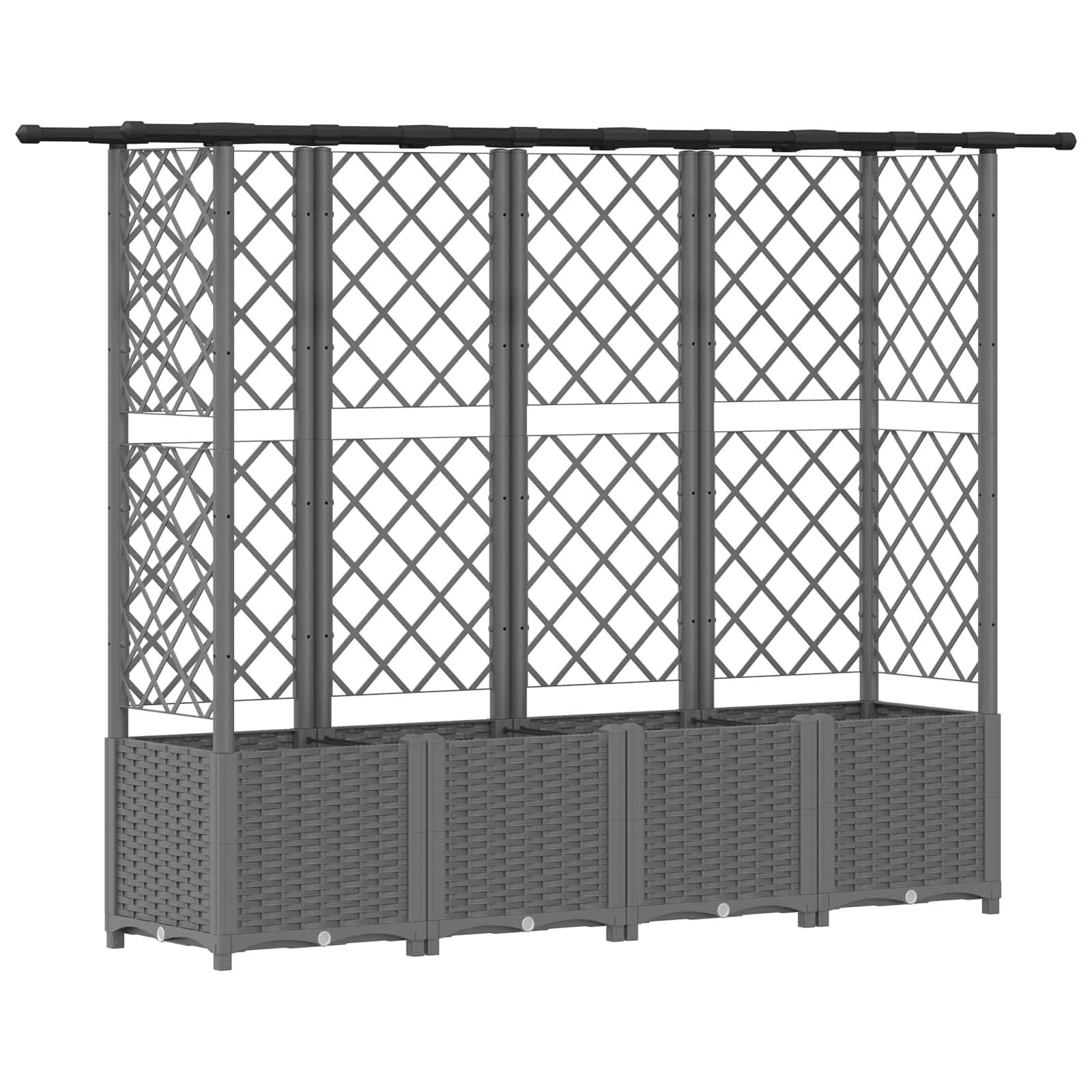 vidaXL Hochbeet mit Rankgitter und Dach Hellgrau 202 x 40 x 136 cm PP