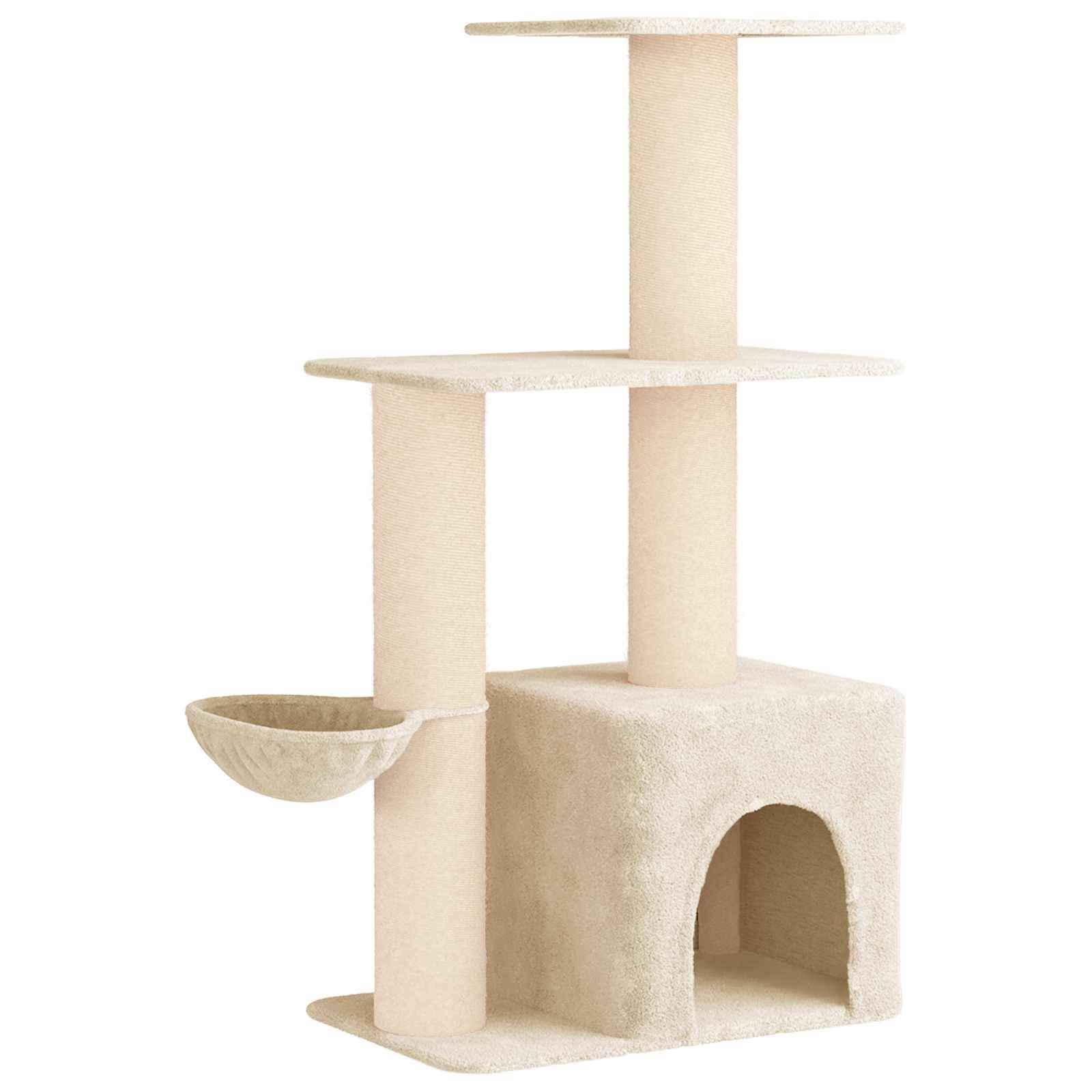 vidaXL Katzennbaum mit Sisal-Kratzsäulen Creme 133 cm