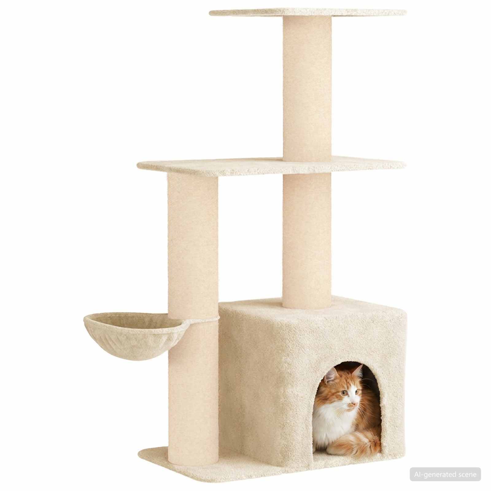 vidaXL Katzennbaum mit Sisal-Kratzsäulen Creme 133 cm