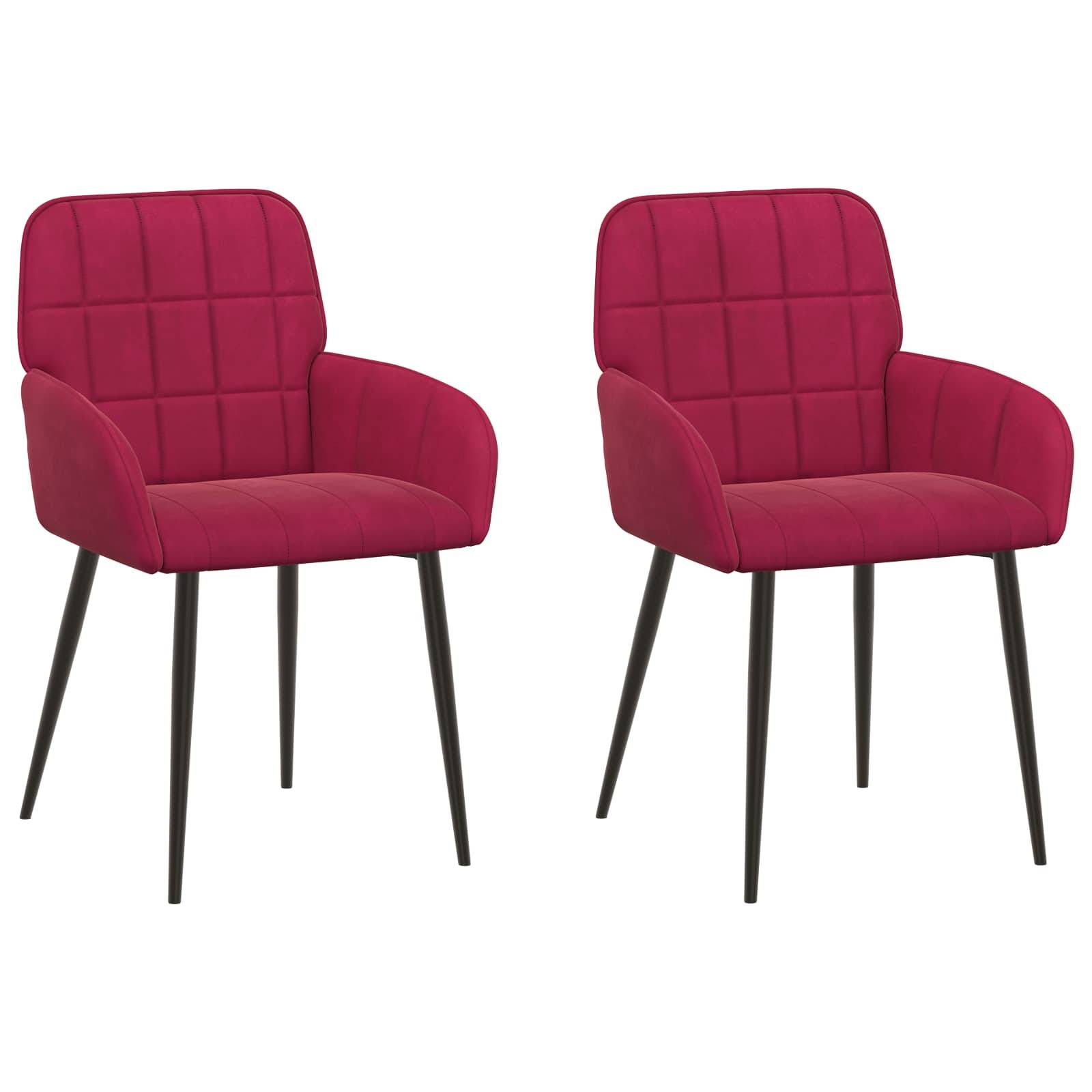 vidaXL Esszimmerstühle 2 pcs Samt (V) Weinrot 57 x 50 x 85 cm