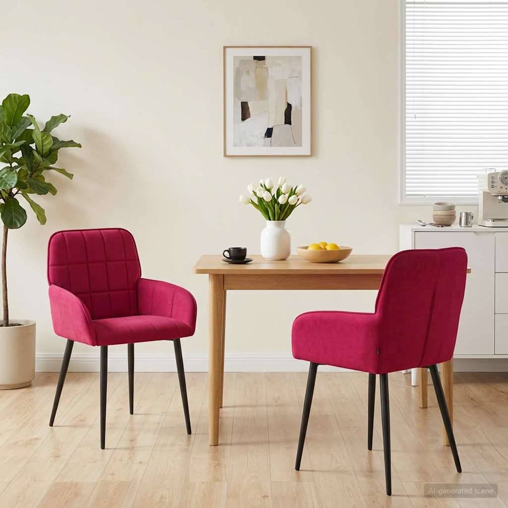 vidaXL Esszimmerstühle 2 pcs Samt (V) Weinrot 57 x 50 x 85 cm
