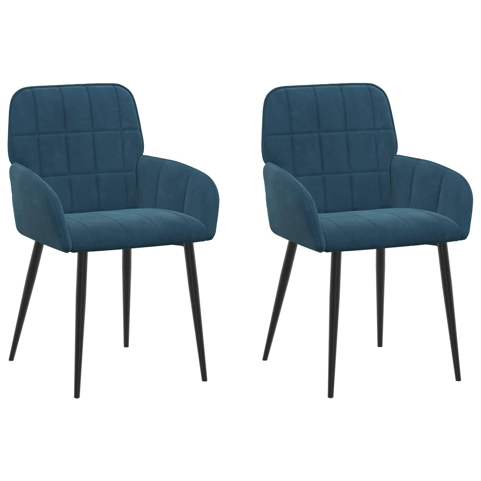 vidaXL Esszimmerstühle 2 pcs Samt (V) Blau 57 x 50 x 85 cm