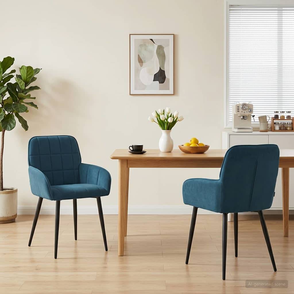 vidaXL Esszimmerstühle 2 pcs Samt (V) Blau 57 x 50 x 85 cm