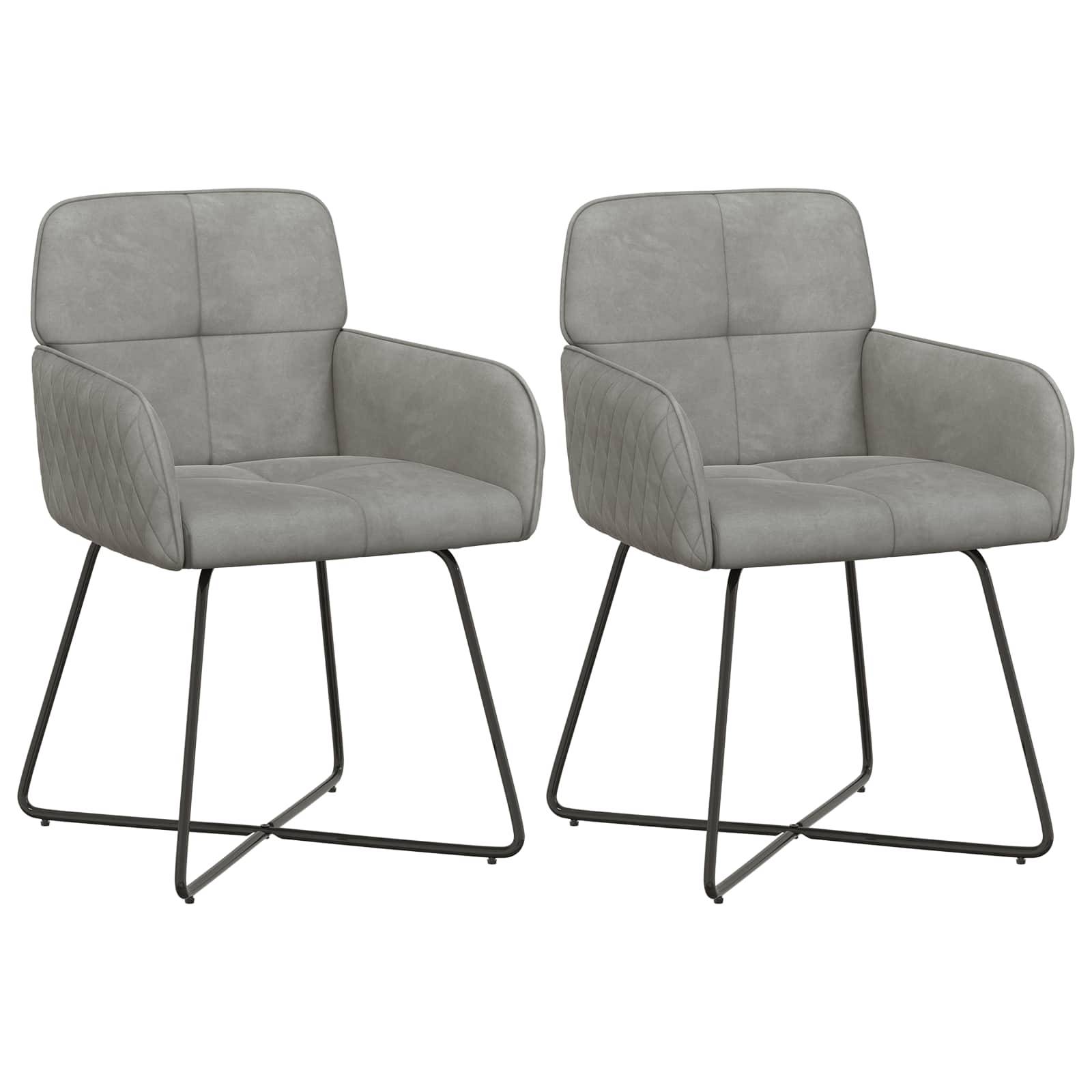 vidaXL Esszimmerstühle 2 pcs Samt (V) Hellgrau 59 x 56,5 x 86 cm