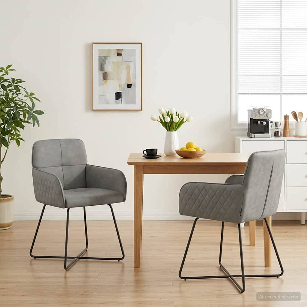 vidaXL Esszimmerstühle 2 pcs Samt (V) Hellgrau 59 x 56,5 x 86 cm