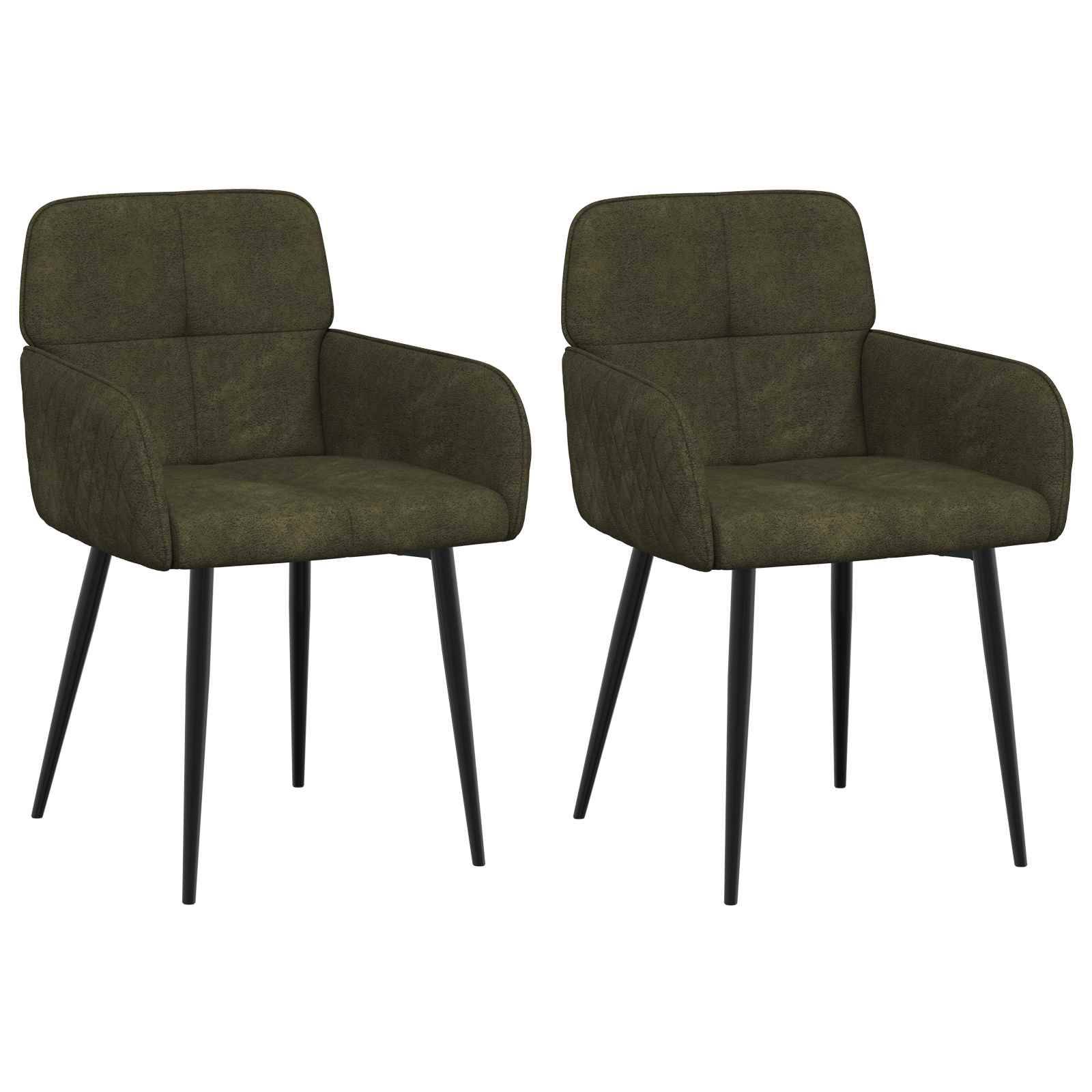 vidaXL Esszimmerstühle 2 pcs Kunstwildleder Olivegrün
