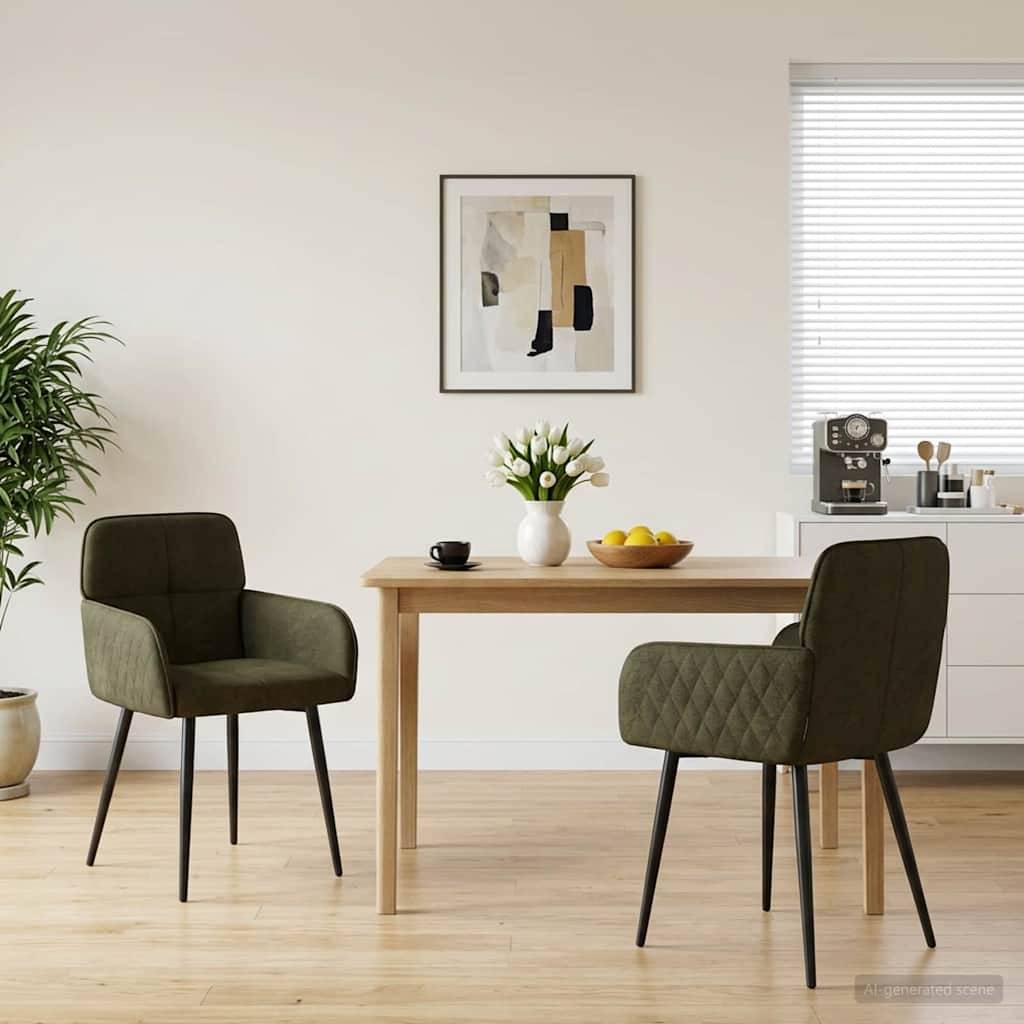 vidaXL Esszimmerstühle 2 pcs Kunstwildleder Olivegrün