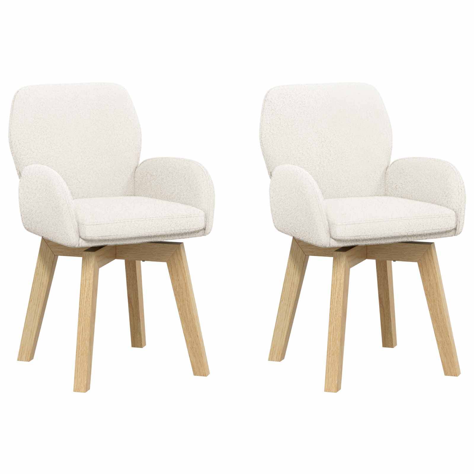 vidaXL Drehstuhl Esszimmer 2 pcs Bouclé Creme 54 x 58 x 87 cm