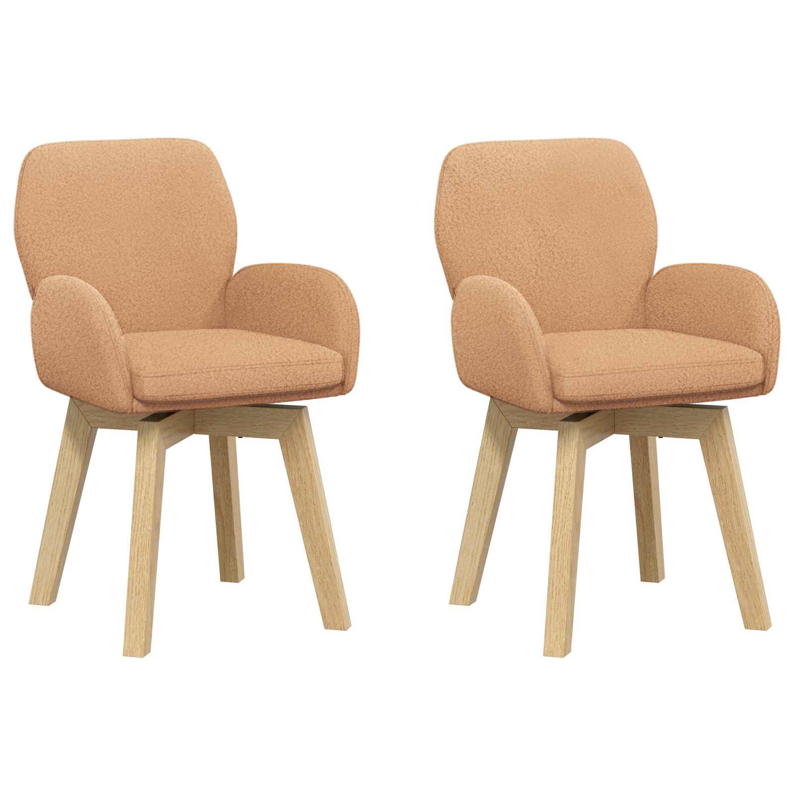 vidaXL Drehstuhl Esszimmer 2 pcs Bouclé Beige 54 x 58 x 87 cm