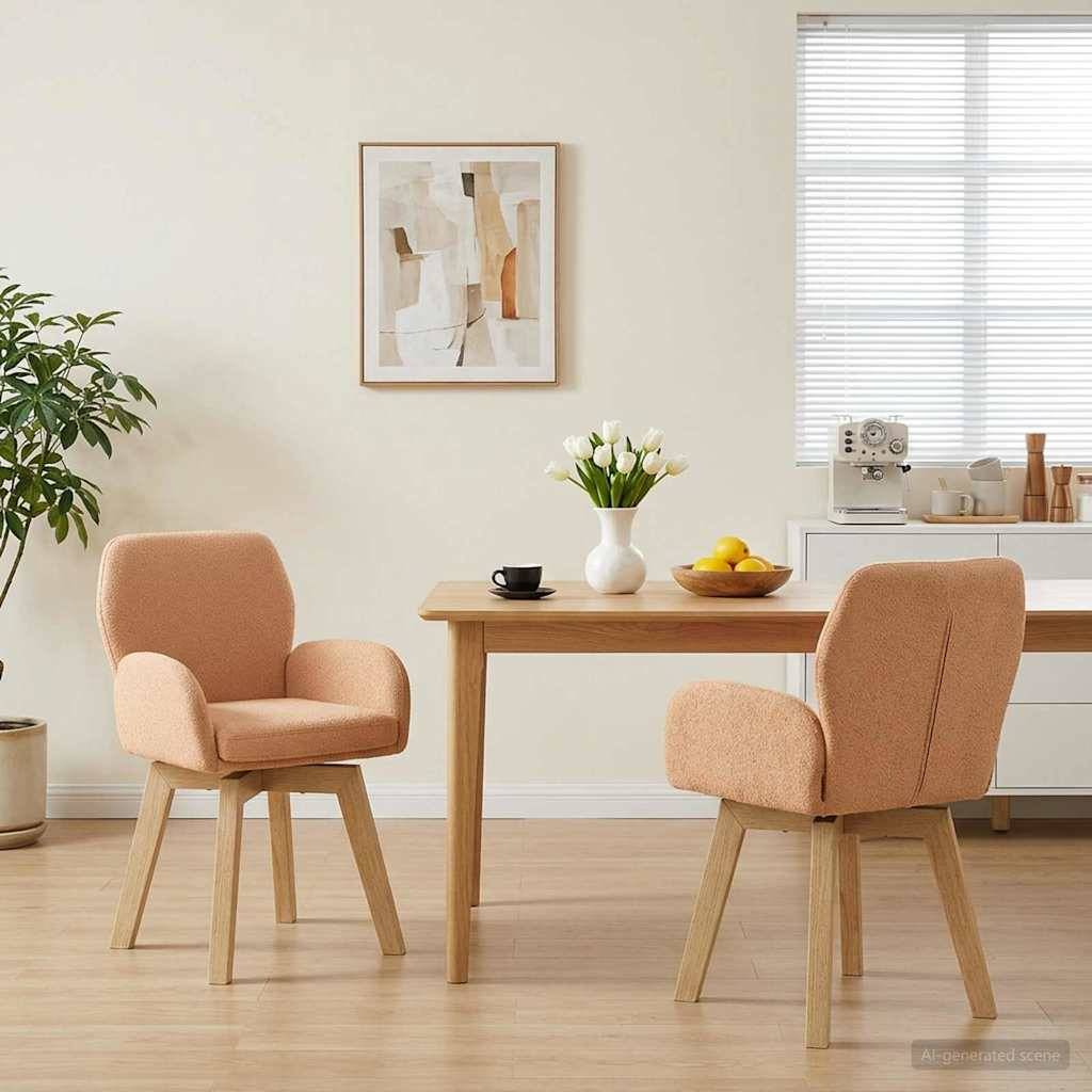 vidaXL Drehstuhl Esszimmer 2 pcs Bouclé Beige 54 x 58 x 87 cm