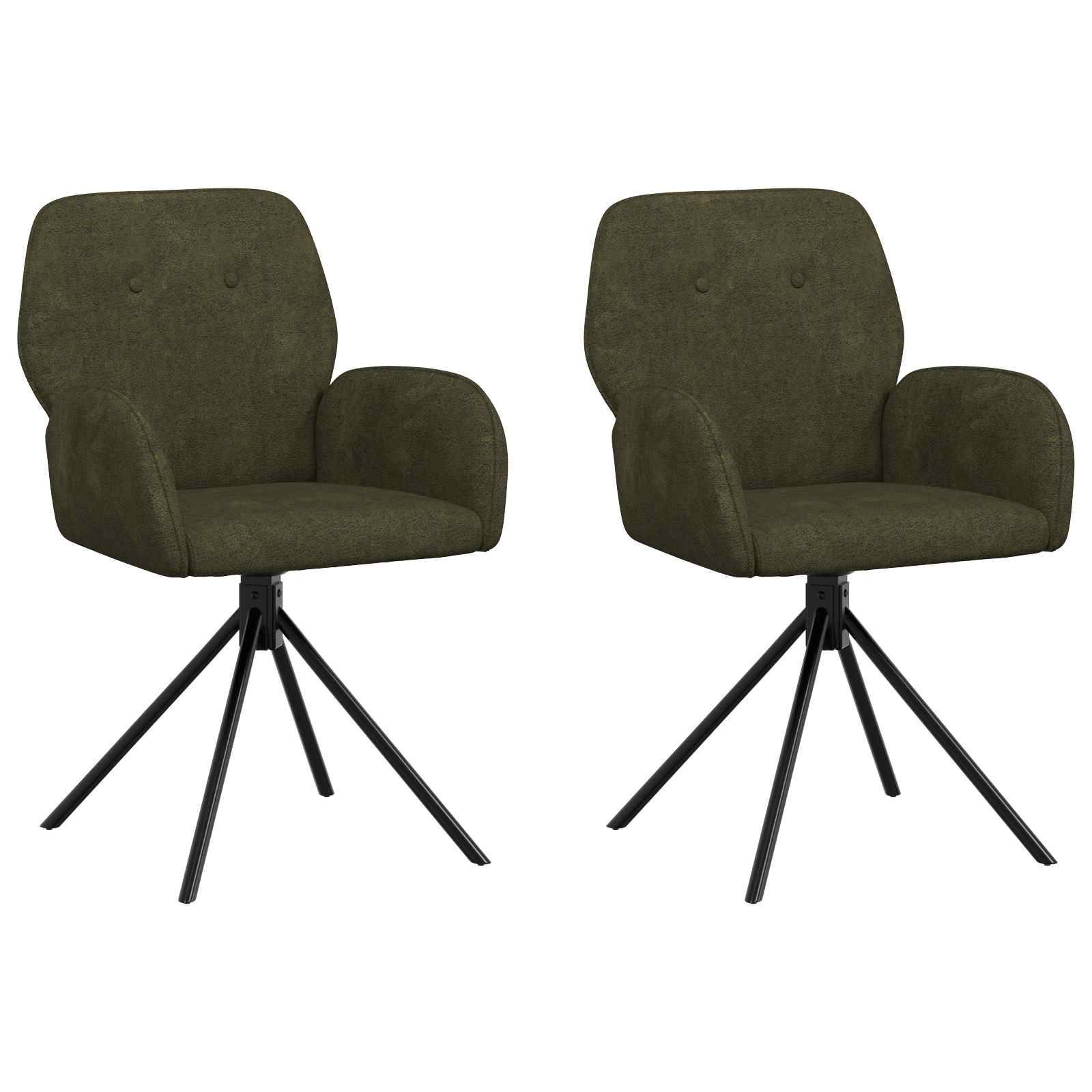 vidaXL Drehstuhl Esszimmer 2 pcs Kunstwildleder Olivegrün